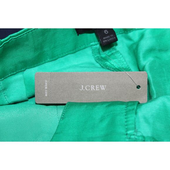Womens J.Crew Drapey AM950 Kelly Green Linen Satin High Rise Shorts Size 6 NWT - Picture 7 of 11